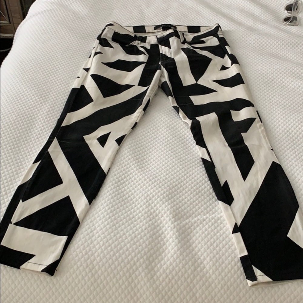 J Brand black and white graphic jeans